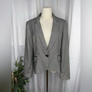 WHBM Women’s Textured Houndstooth Blazer Jacket Black & White Sz 10